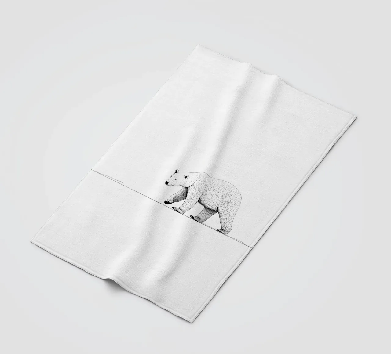 Minimalist Line Drawing of a Polar Bear | Modern Abstract Ar fleece blanket by Viv Line Art