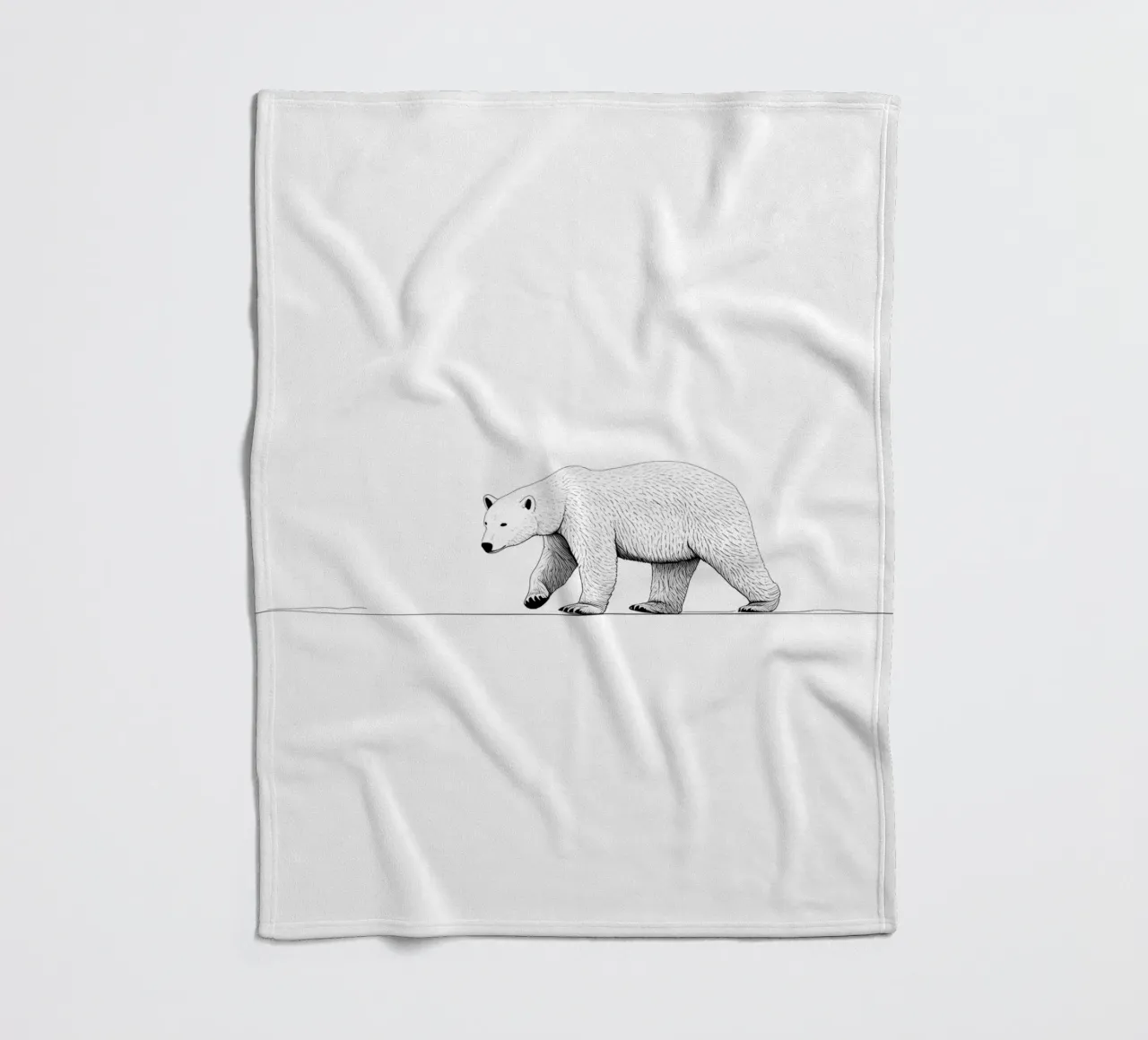 Minimalist Line Drawing of a Polar Bear | Modern Abstract Ar fleece blanket by Viv Line Art