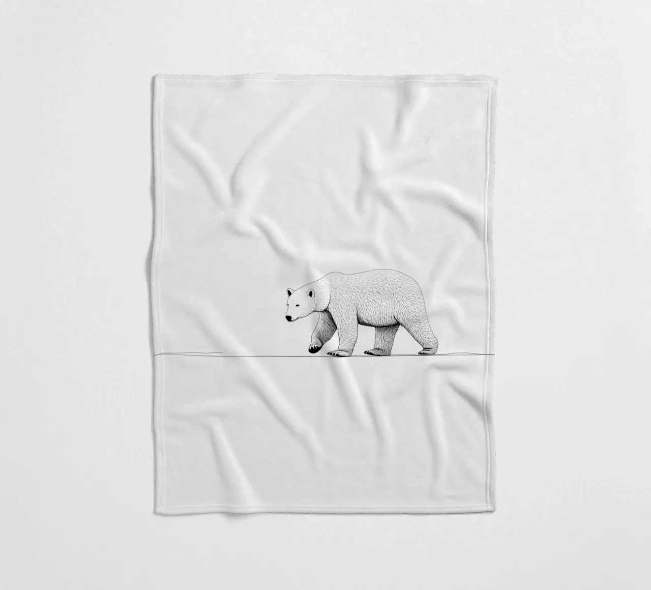 Minimalist Line Drawing of a Polar Bear | Modern Abstract Ar fleece blanket by Viv Line Art