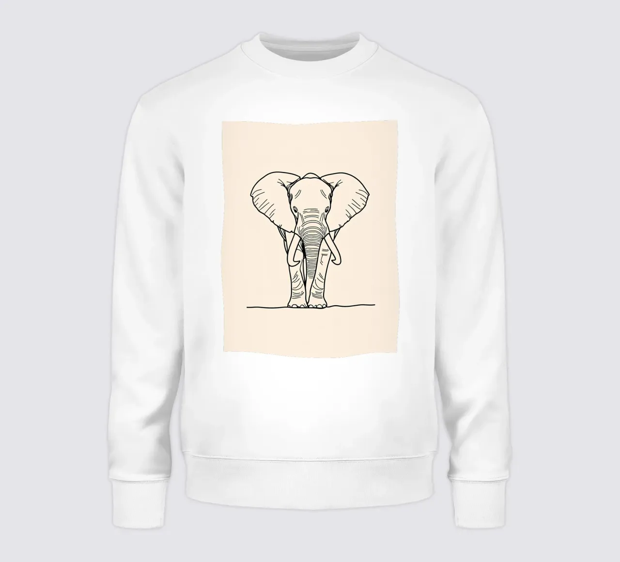Minimalist Line Drawing of a Walking Elephant | Modern sweatshirt by Viv Line Art