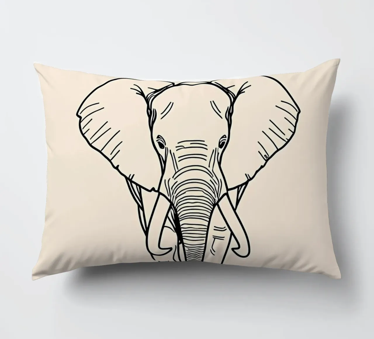 Minimalist Line Drawing of a Walking Elephant | Modern decorative cushion by Viv Line Art