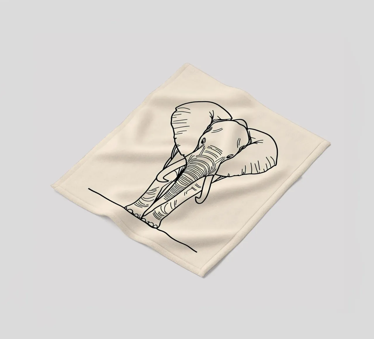 Minimalist Line Drawing of a Walking Elephant | Modern fleece blanket by Viv Line Art