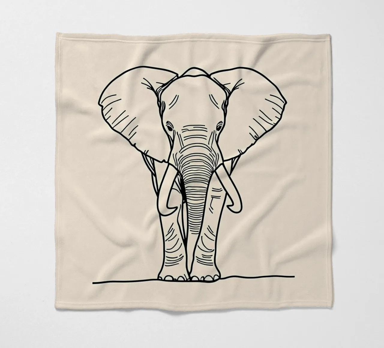 Minimalist Line Drawing of a Walking Elephant | Modern fleece blanket by Viv Line Art