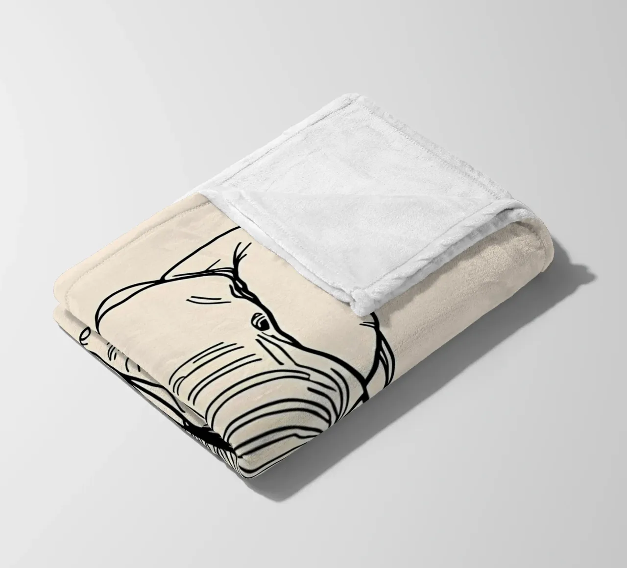 Minimalist Line Drawing of a Walking Elephant | Modern fleece blanket by Viv Line Art