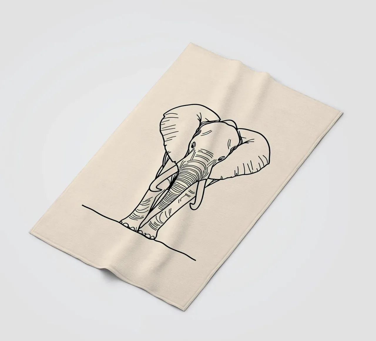 Minimalist Line Drawing of a Walking Elephant | Modern fleece blanket by Viv Line Art
