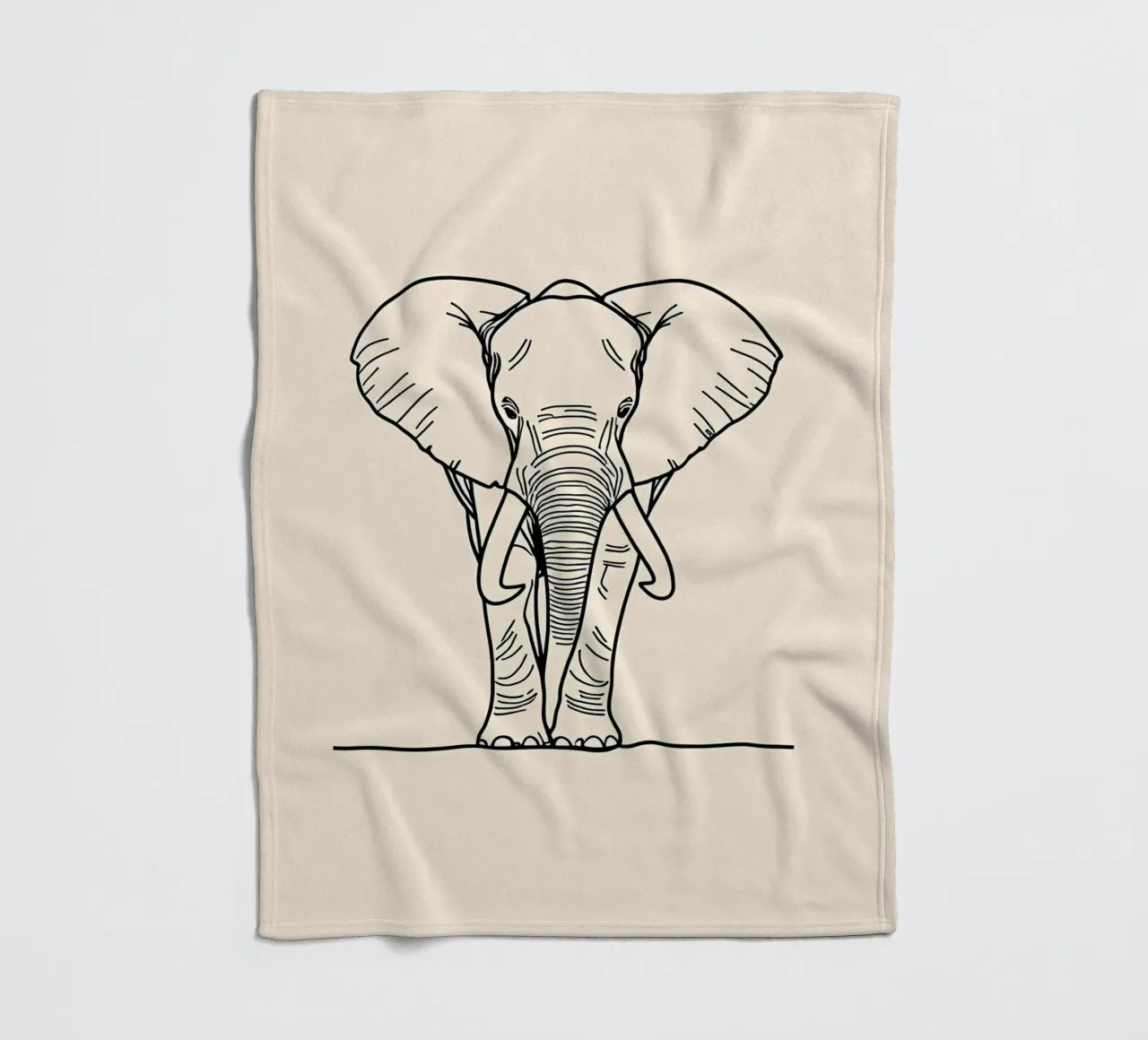 Minimalist Line Drawing of a Walking Elephant | Modern fleece blanket by Viv Line Art