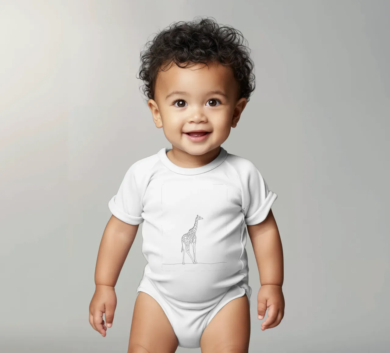 Minimalist Line Drawing of a Giraffe | Modern Abstract Art short-sleeve baby romper by Viv Line Art