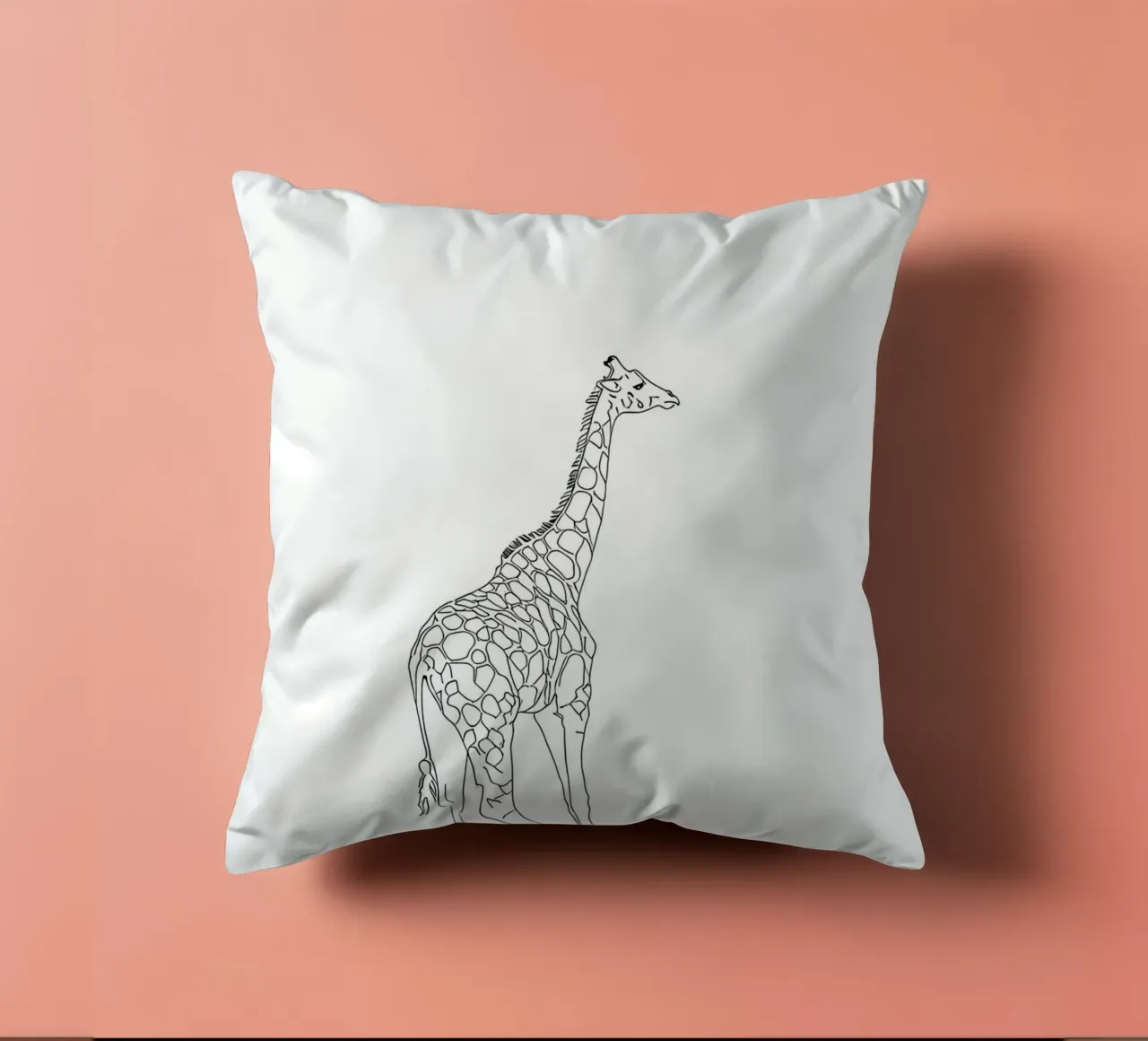 Minimalist Line Drawing of a Giraffe | Modern Abstract Art decorative cushion by Viv Line Art