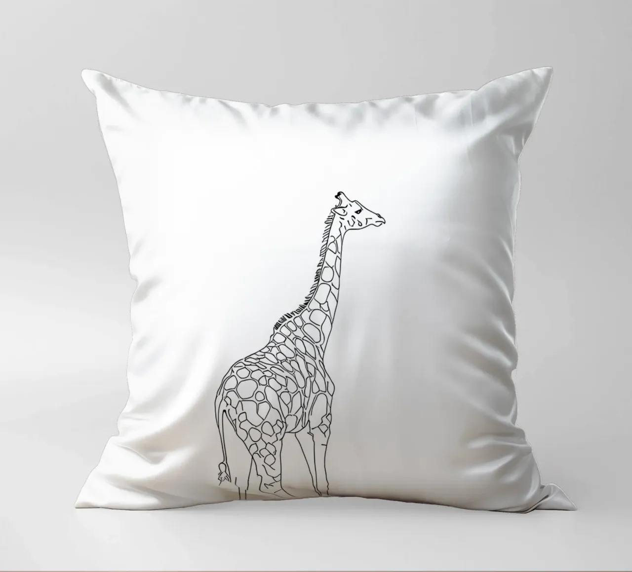 Minimalist Line Drawing of a Giraffe | Modern Abstract Art decorative cushion by Viv Line Art