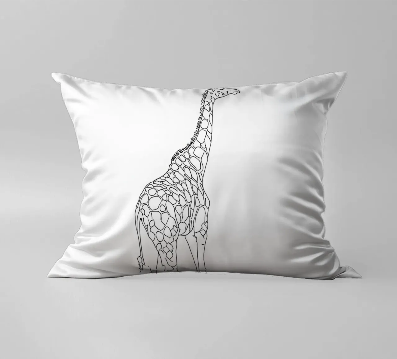 Minimalist Line Drawing of a Giraffe | Modern Abstract Art decorative cushion by Viv Line Art