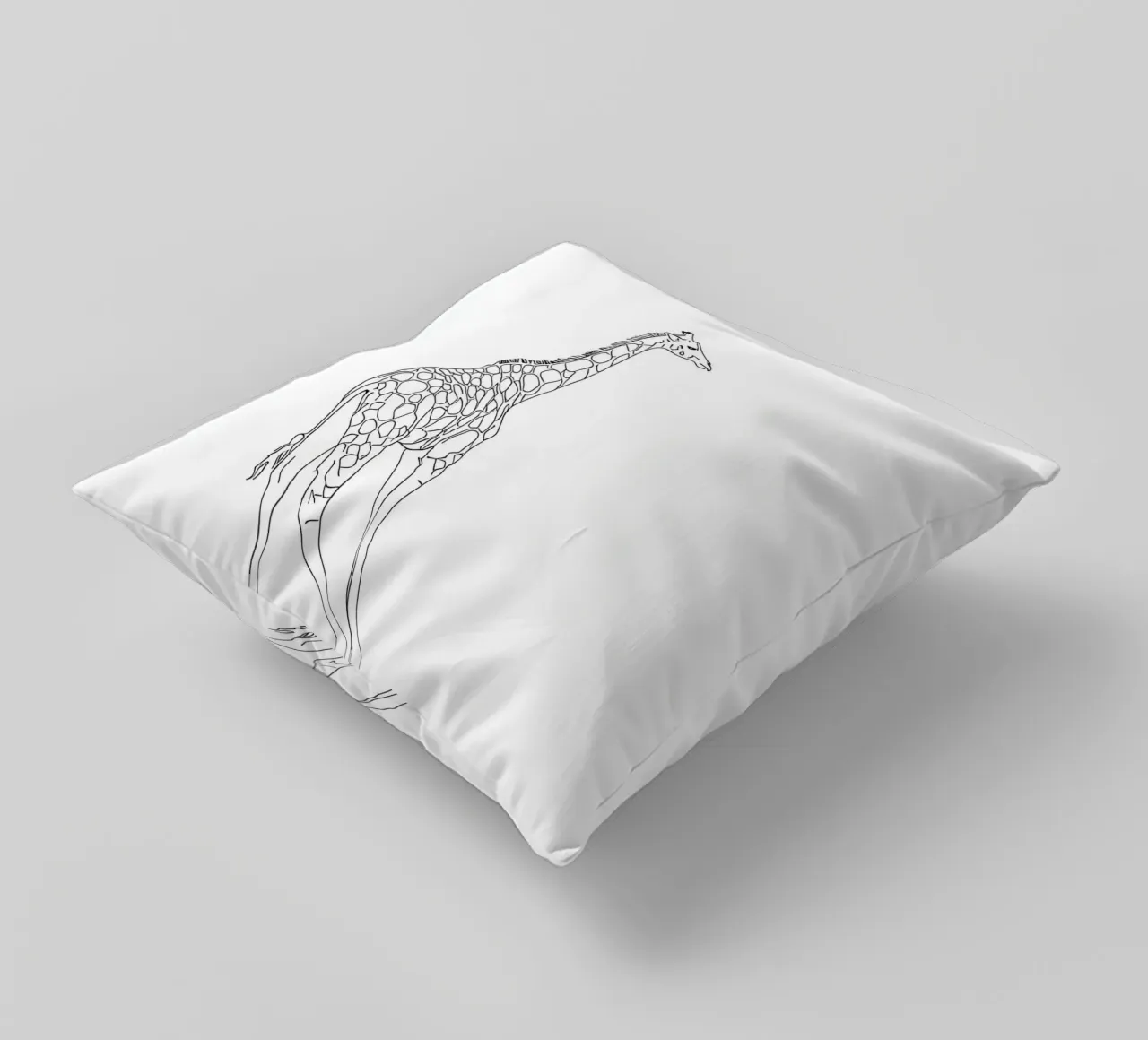 Minimalist Line Drawing of a Giraffe | Modern Abstract Art decorative cushion by Viv Line Art