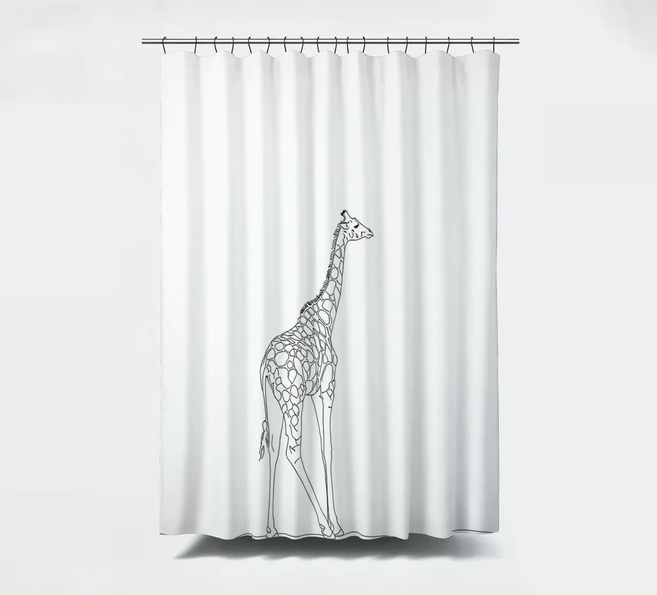 Minimalist Line Drawing of a Giraffe | Modern Abstract Art shower curtain by Viv Line Art