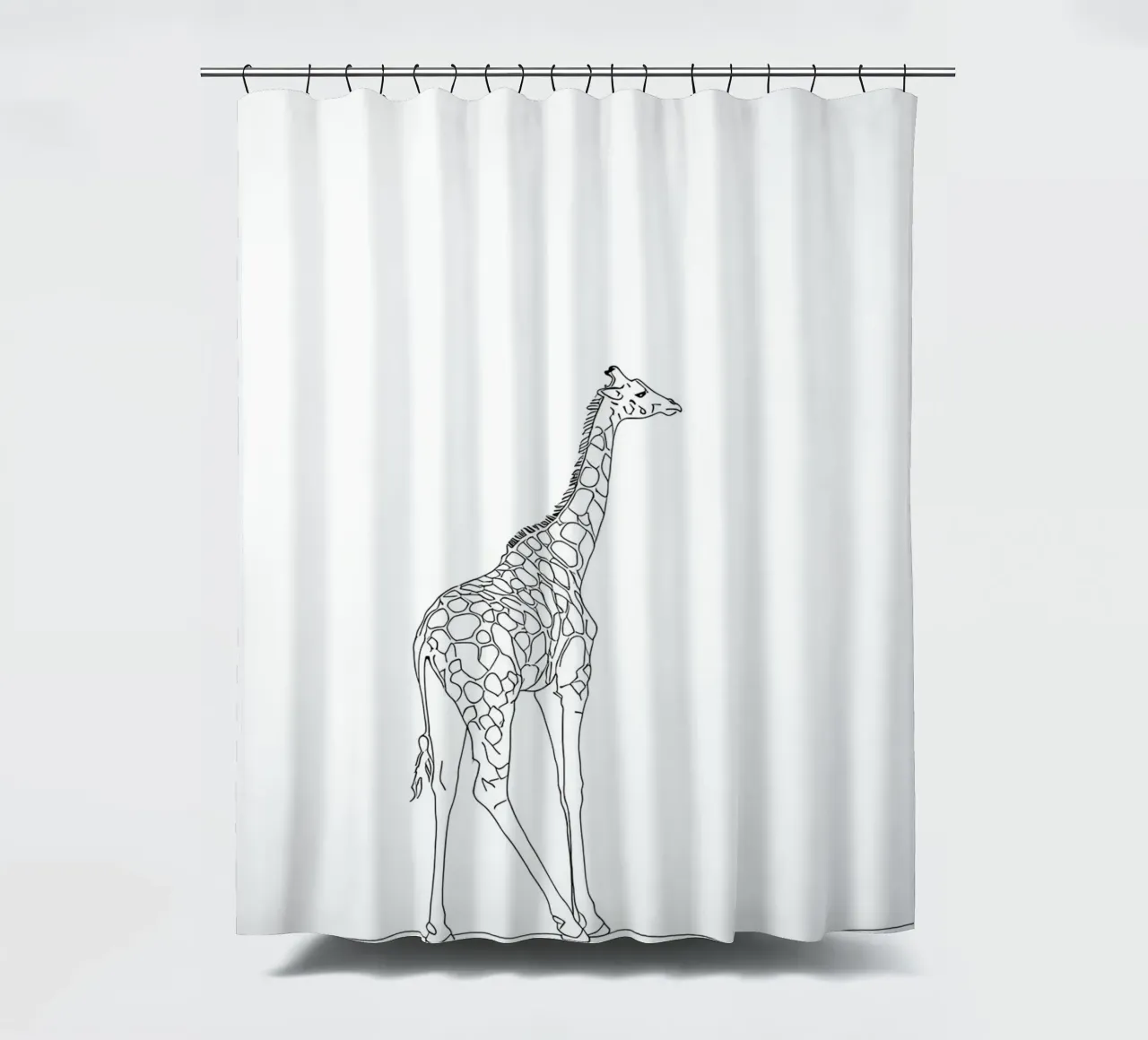 Minimalist Line Drawing of a Giraffe | Modern Abstract Art shower curtain by Viv Line Art