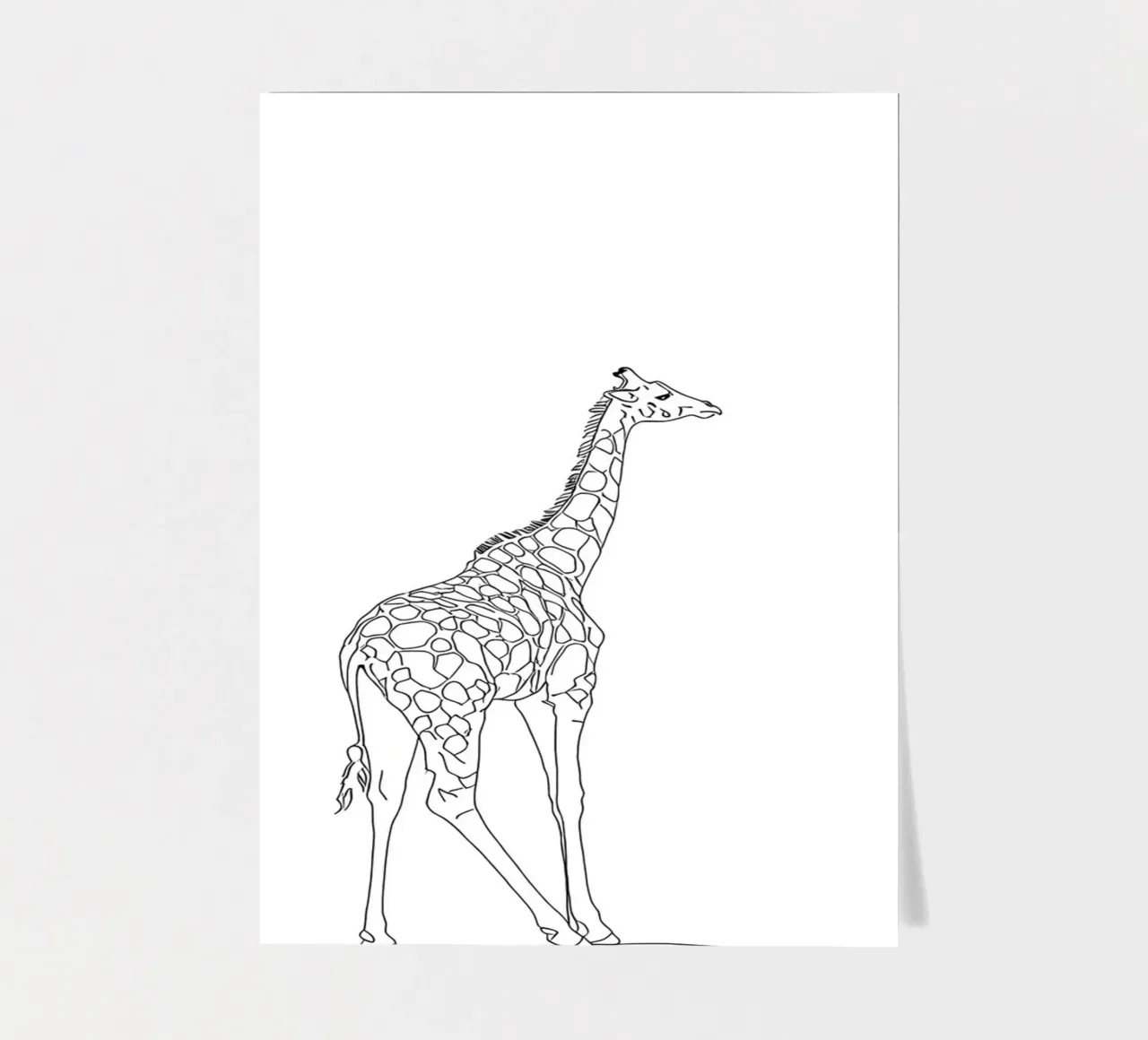 Minimalist Line Drawing of a Giraffe | Modern Abstract Art sticker sheet by Viv Line Art