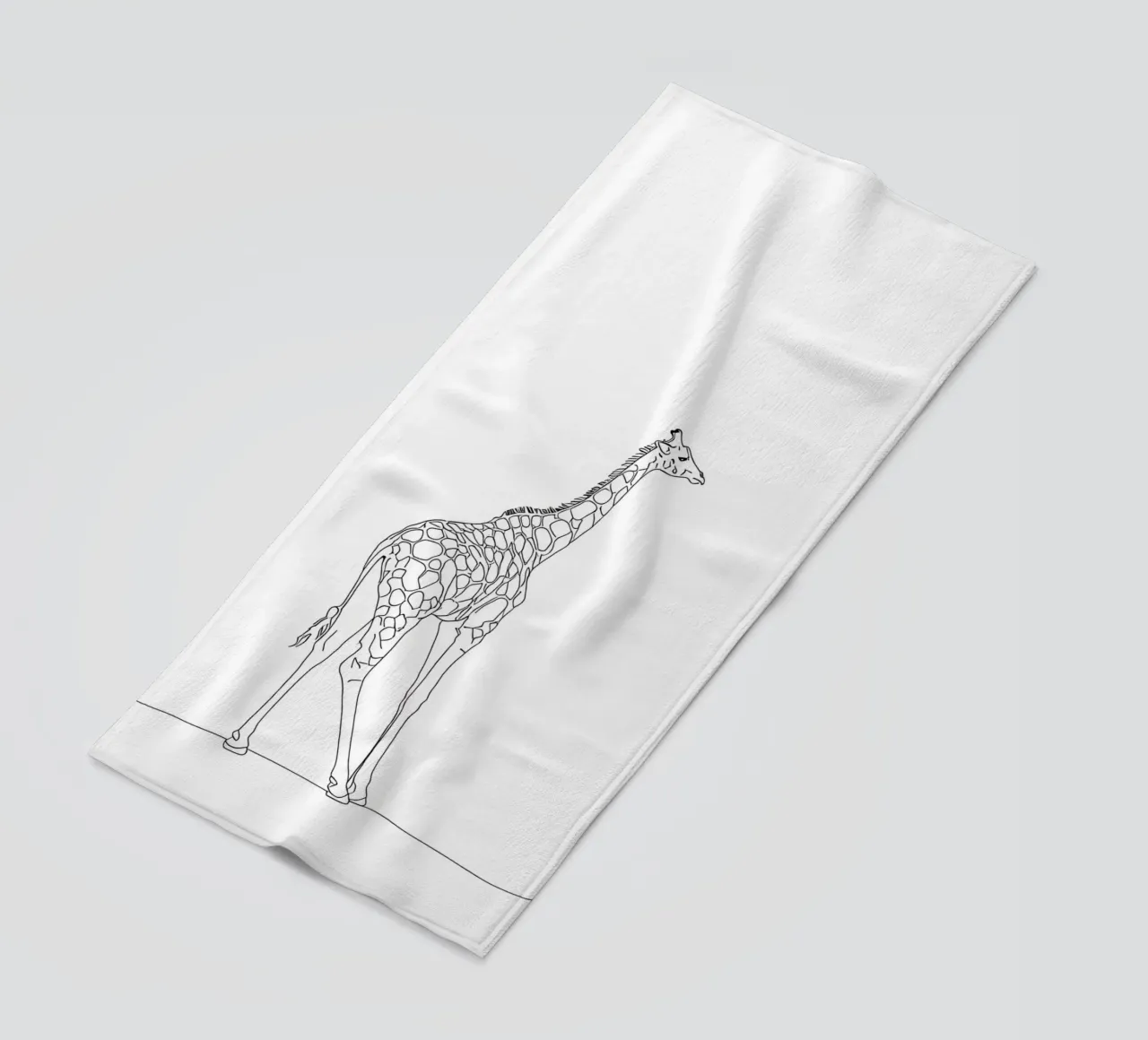 Minimalist Line Drawing of a Giraffe | Modern Abstract Art beach towel by Viv Line Art
