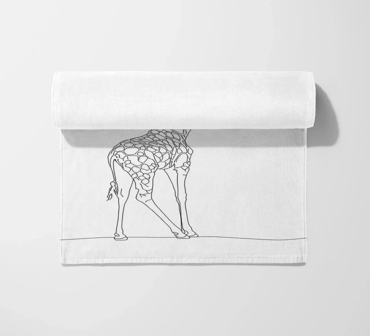 Minimalist Line Drawing of a Giraffe | Modern Abstract Art beach towel by Viv Line Art