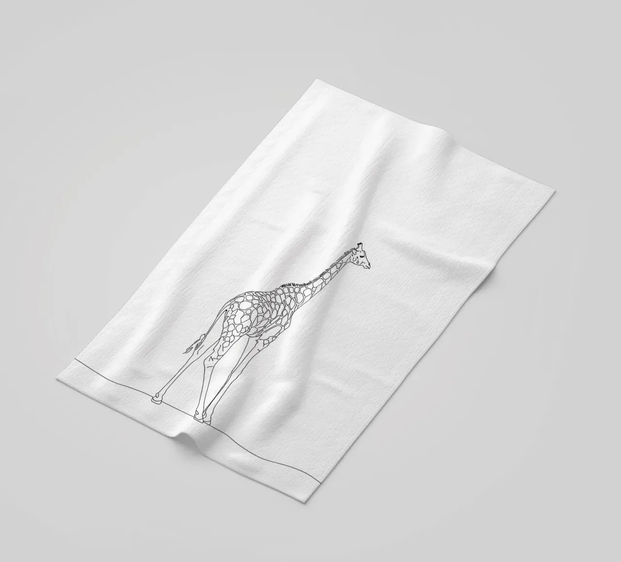 Minimalist Line Drawing of a Giraffe | Modern Abstract Art beach towel by Viv Line Art