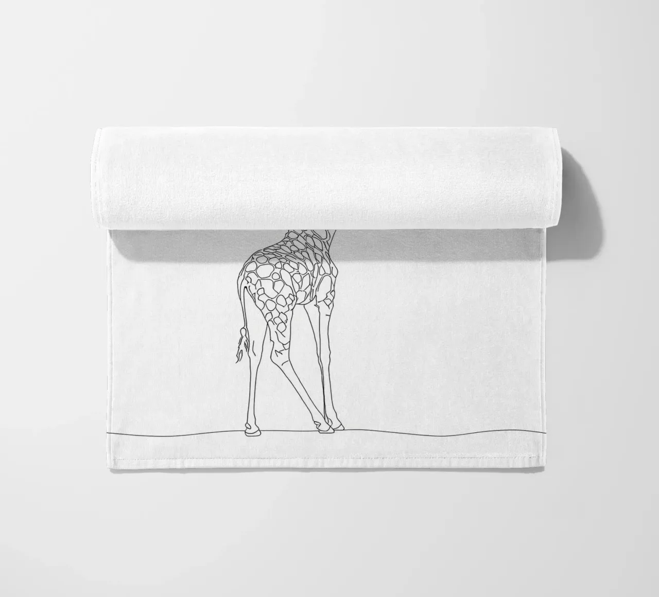 Minimalist Line Drawing of a Giraffe | Modern Abstract Art beach towel by Viv Line Art