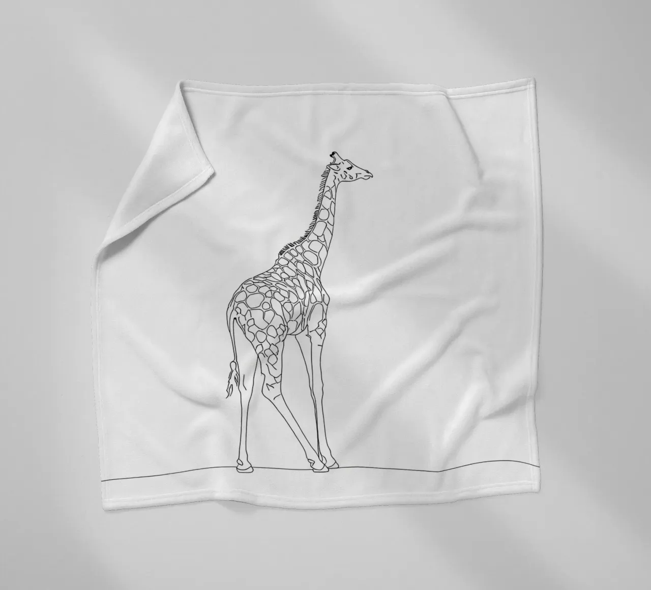 Minimalist Line Drawing of a Giraffe | Modern Abstract Art fleece blanket by Viv Line Art