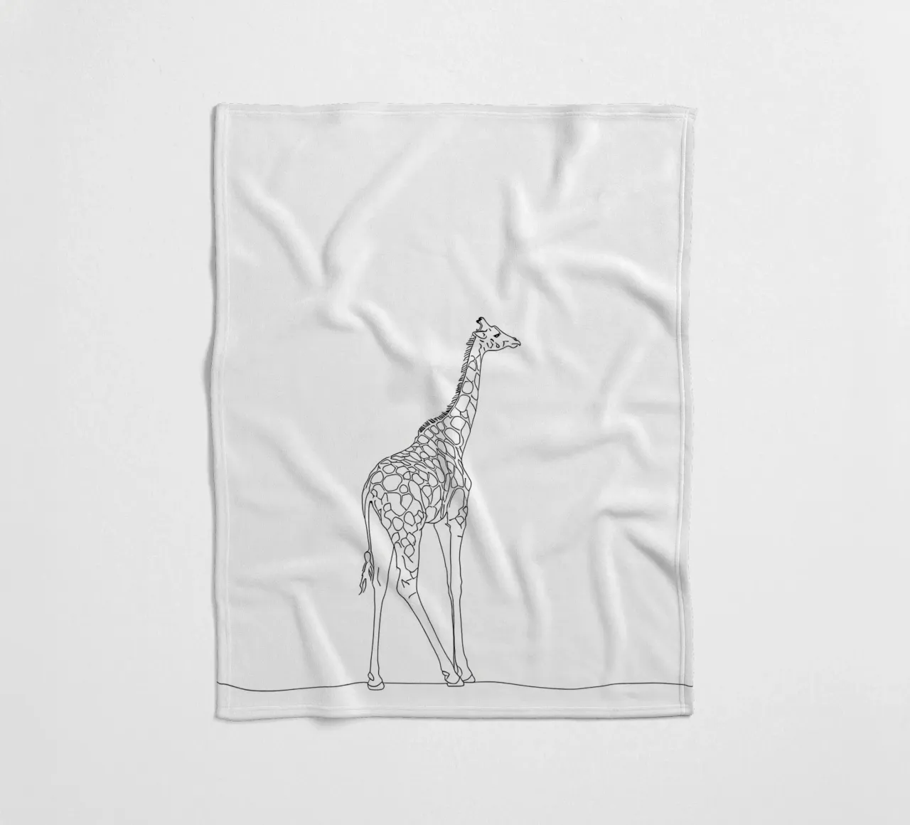 Minimalist Line Drawing of a Giraffe | Modern Abstract Art fleece blanket by Viv Line Art