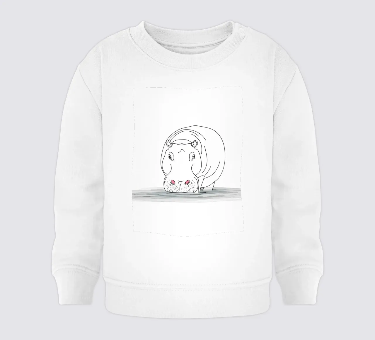 Minimalist Line Drawing of a Hippo in the Water | Modern Abs baby sweatshirt by Viv Line Art