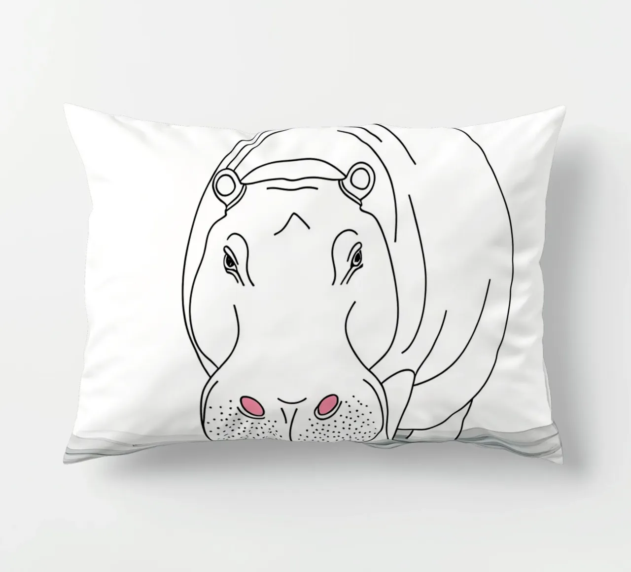 Minimalist Line Drawing of a Hippo in the Water | Modern Abs decorative cushion by Viv Line Art