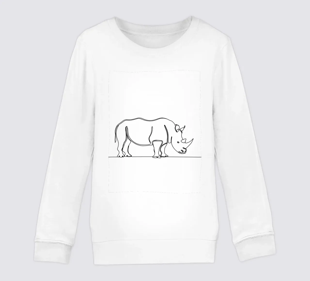 Minimalist Line Drawing of a Rhino | Modern Abstract Art kids sweatshirt by Viv Line Art
