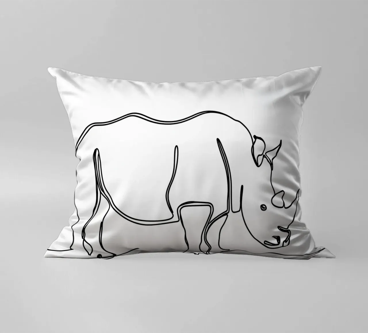 Minimalist Line Drawing of a Rhino | Modern Abstract Art decorative cushion by Viv Line Art