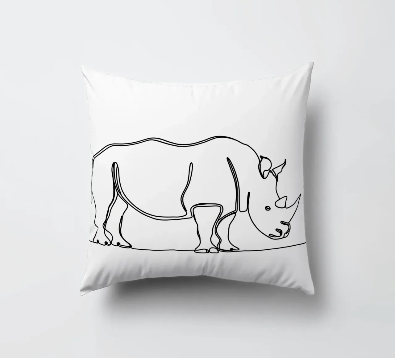 Minimalist Line Drawing of a Rhino | Modern Abstract Art decorative cushion by Viv Line Art