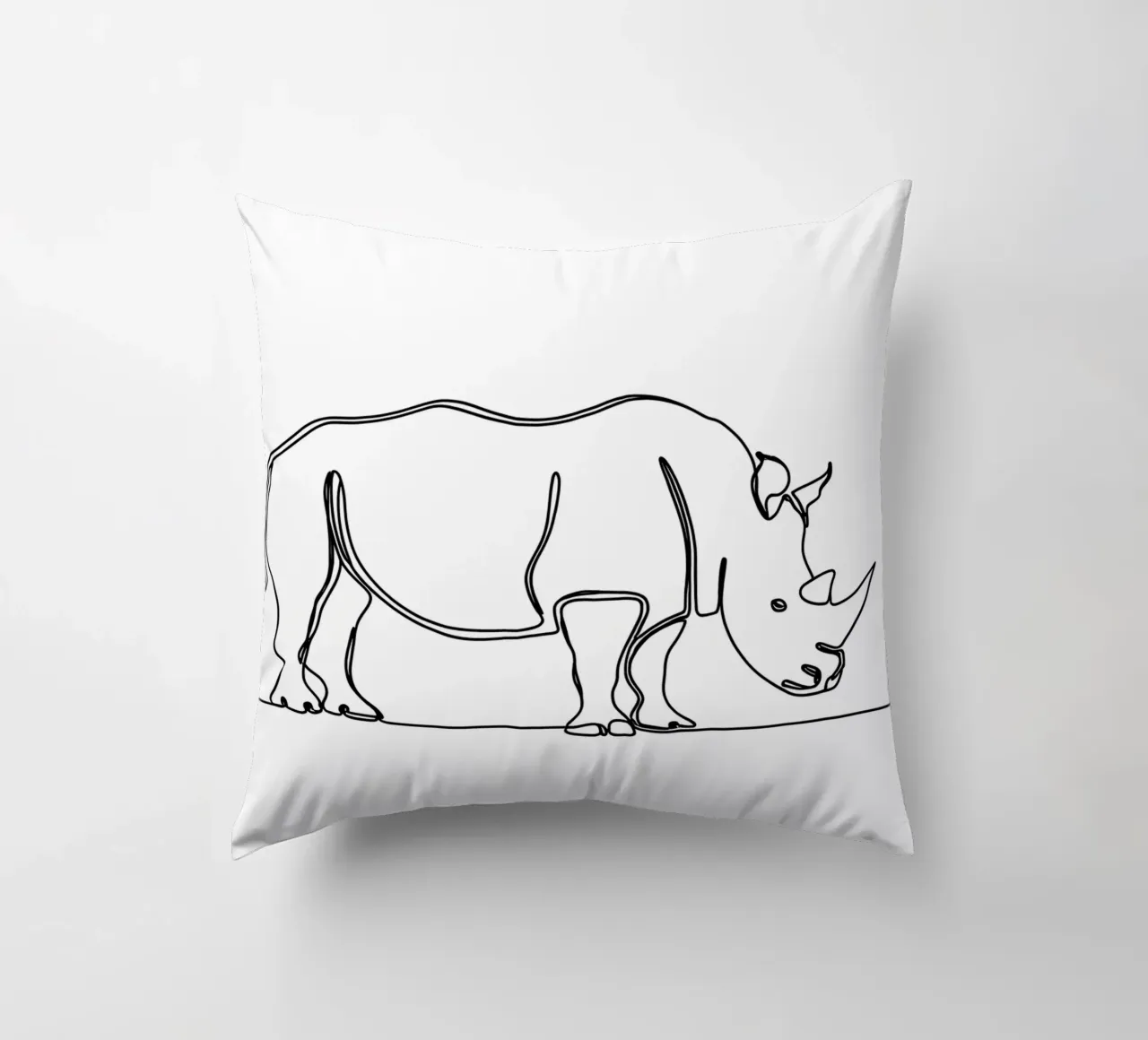 Minimalist Line Drawing of a Rhino | Modern Abstract Art decorative cushion by Viv Line Art