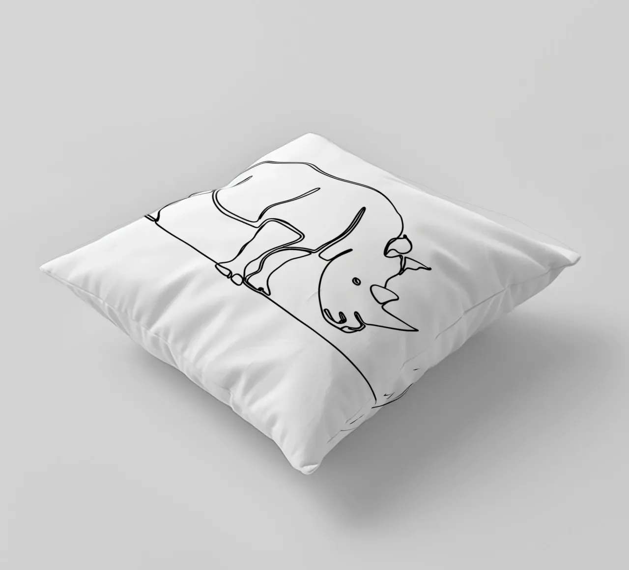 Minimalist Line Drawing of a Rhino | Modern Abstract Art decorative cushion by Viv Line Art