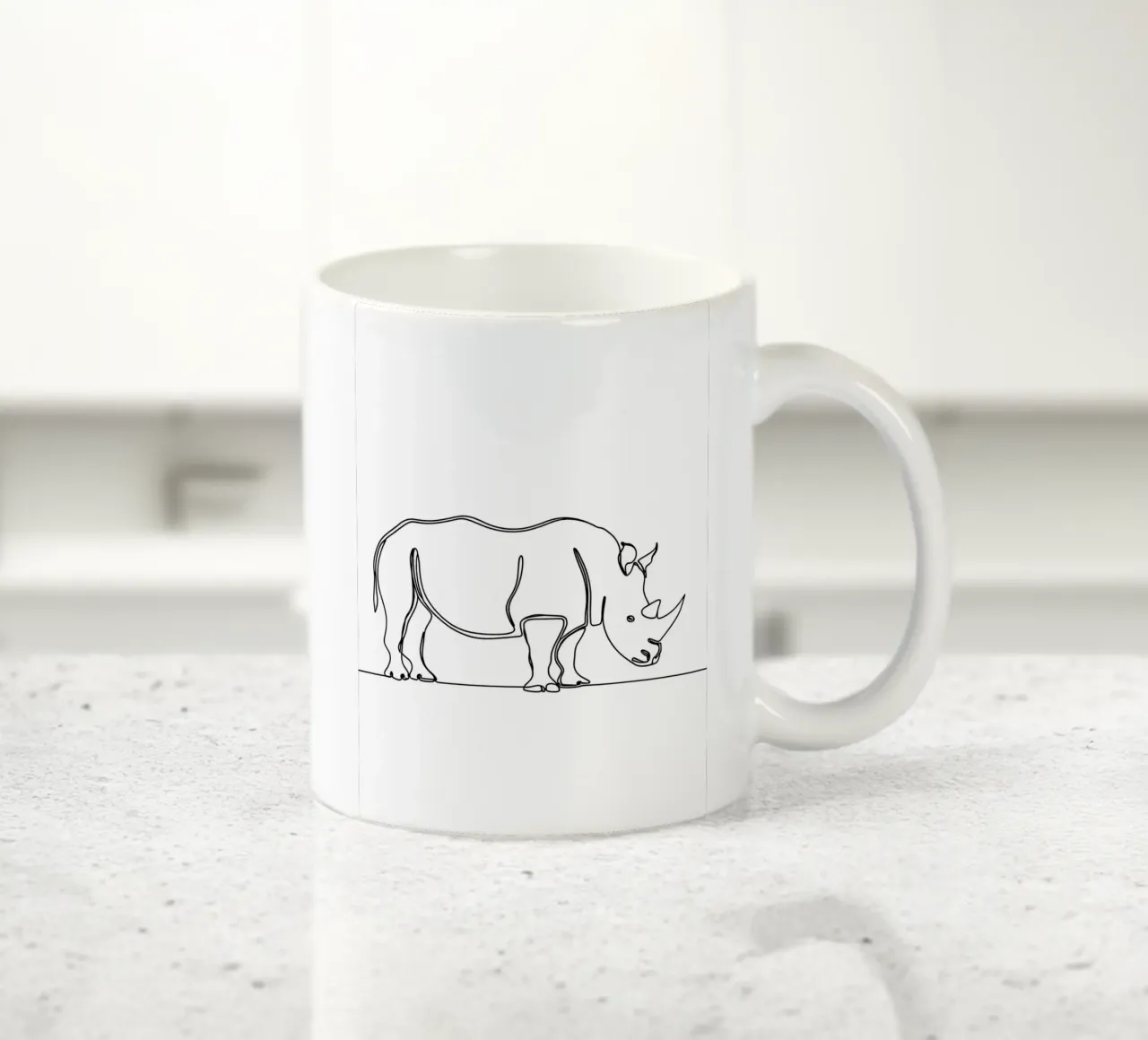 Dessin au trait minimaliste d'un rhinocéros | Modern Abstract Art mug en céramique de Viv Line Art