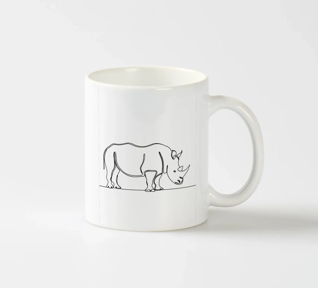 Dessin au trait minimaliste d'un rhinocéros | Modern Abstract Art mug en céramique de Viv Line Art