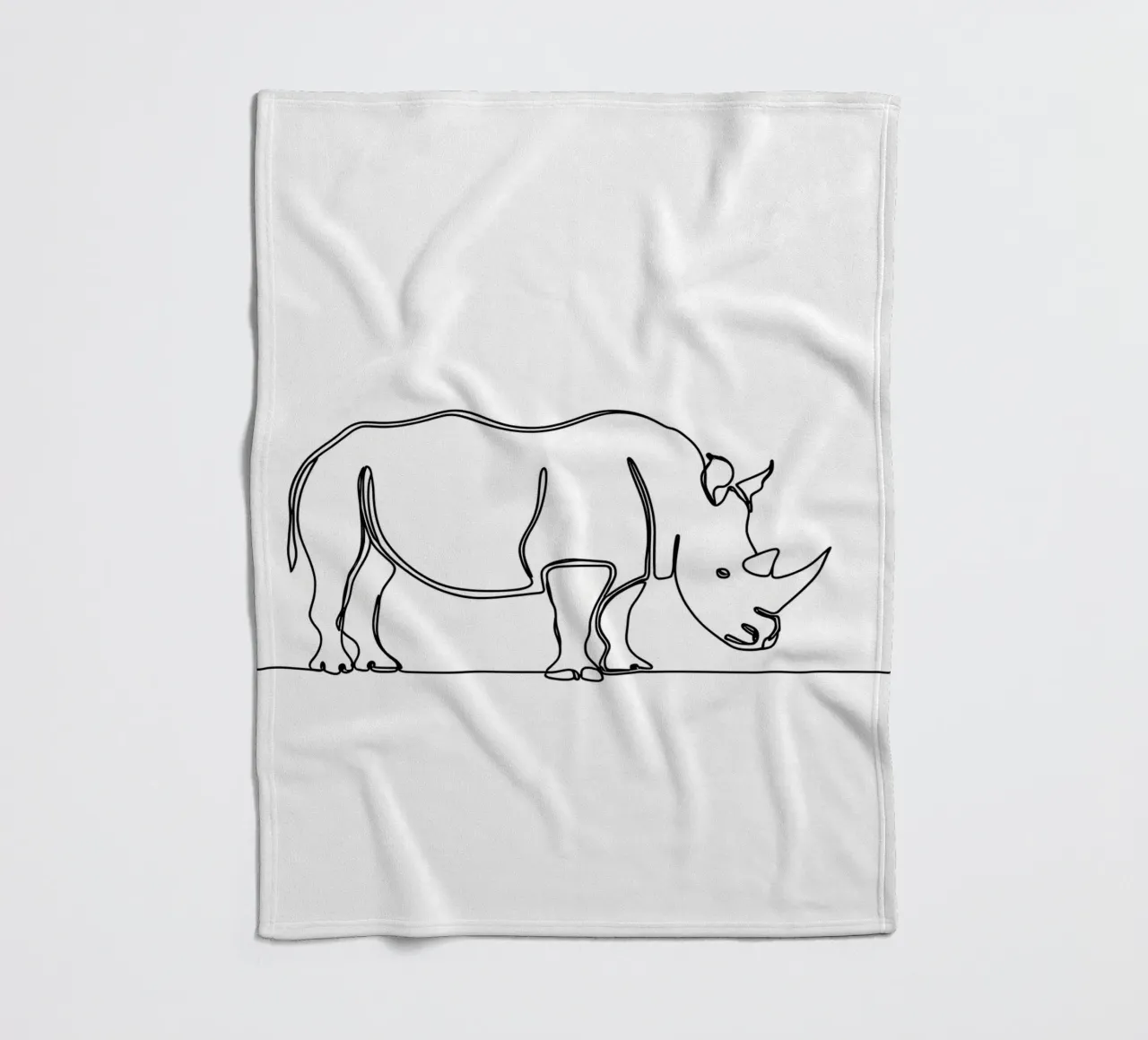 Minimalist Line Drawing of a Rhino | Modern Abstract Art fleece blanket by Viv Line Art