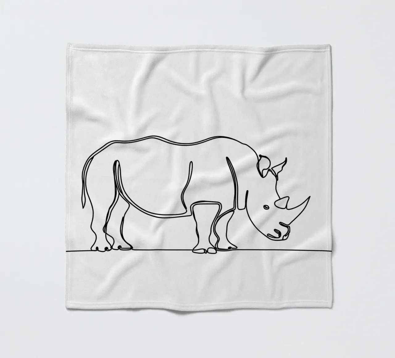 Minimalist Line Drawing of a Rhino | Modern Abstract Art fleece blanket by Viv Line Art