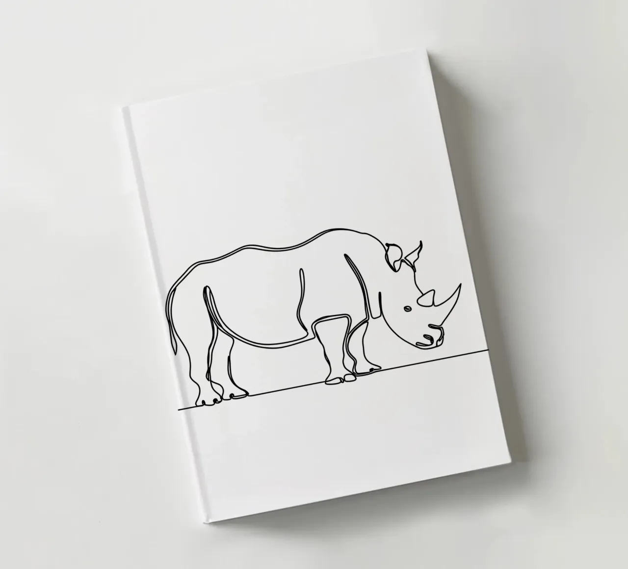 Minimalist Line Drawing of a Rhino | Modern Abstract Art notebook by Viv Line Art