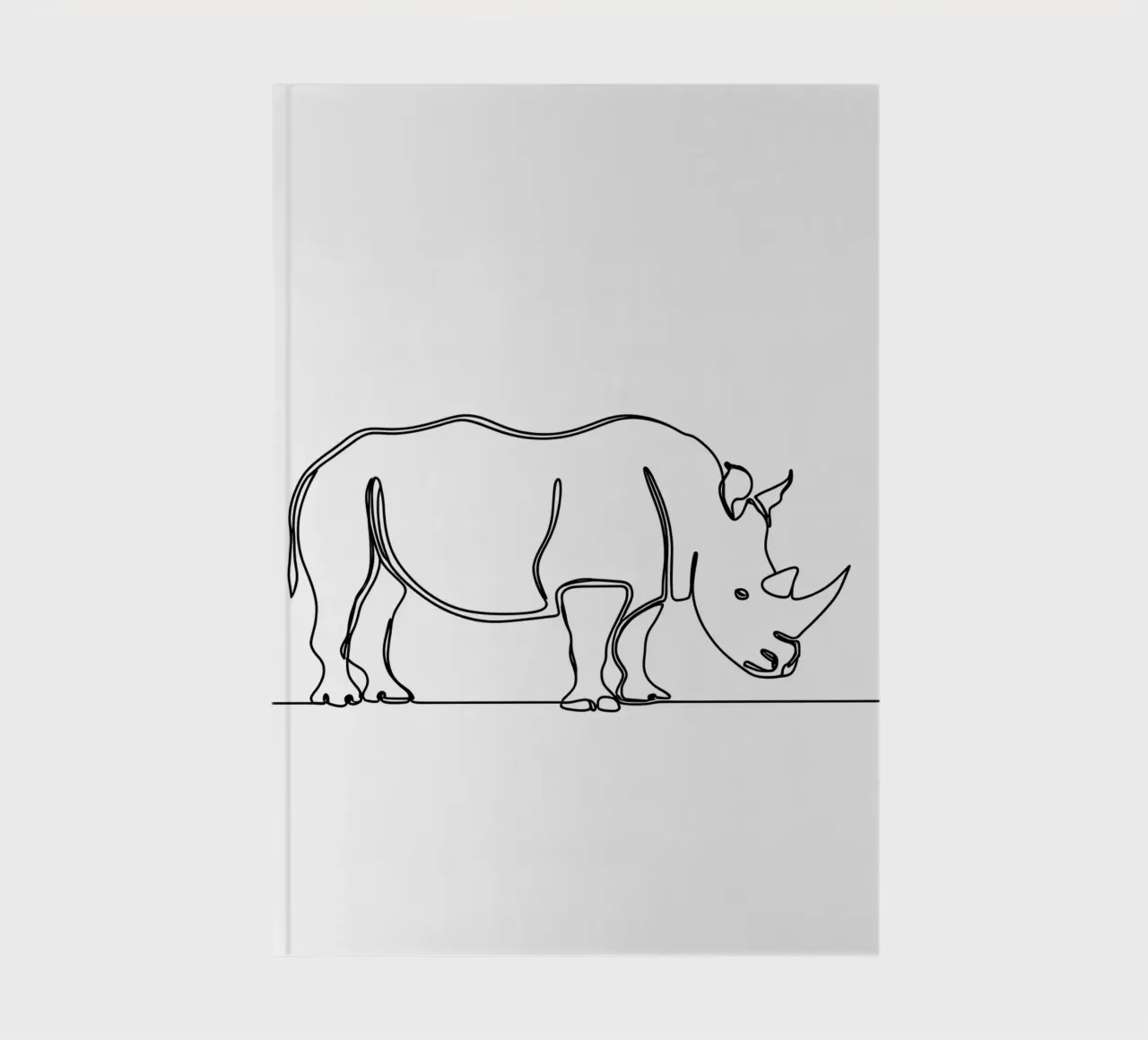 Minimalist Line Drawing of a Rhino | Modern Abstract Art notebook by Viv Line Art