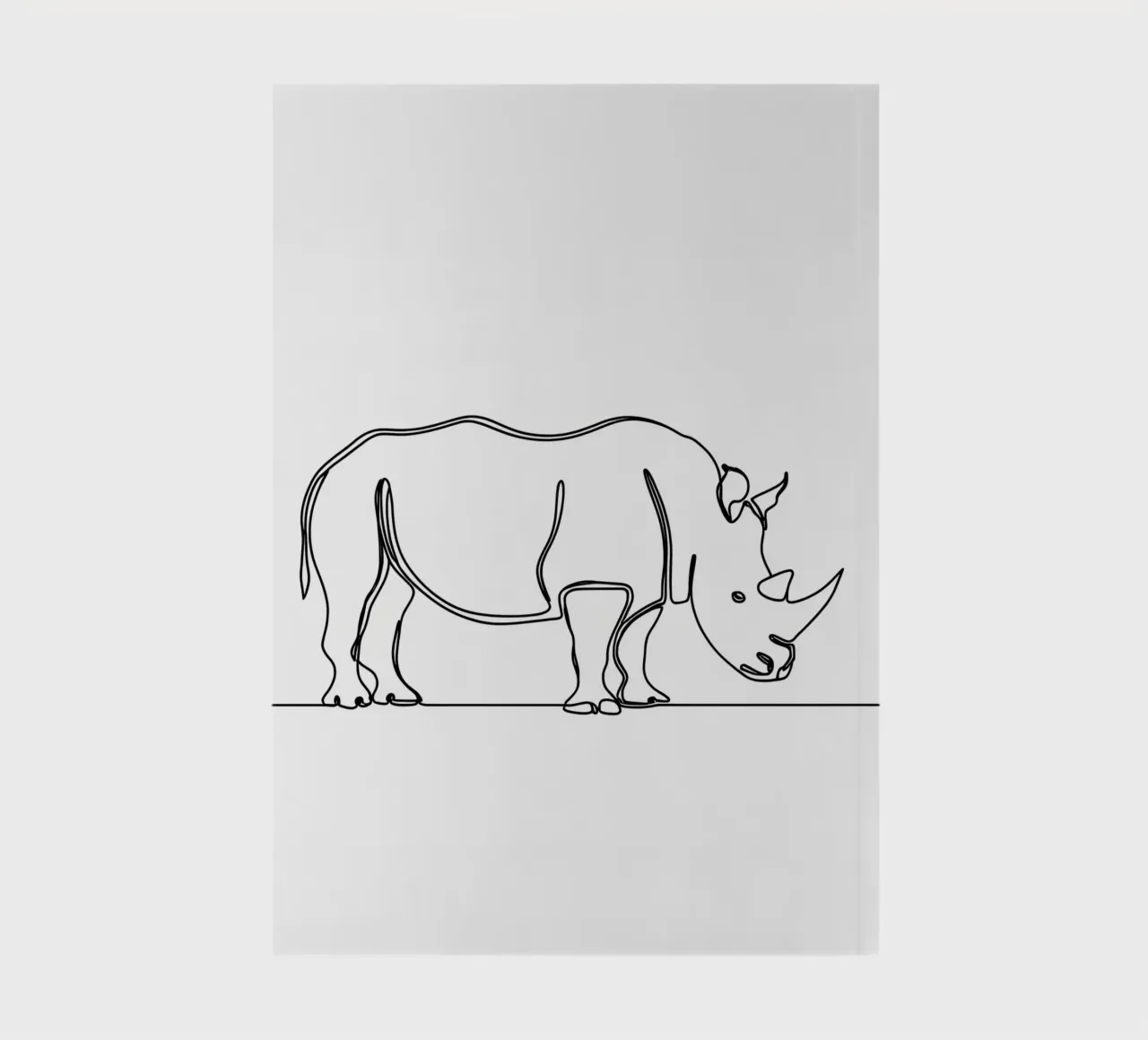 Minimalist Line Drawing of a Rhino | Modern Abstract Art notebook by Viv Line Art