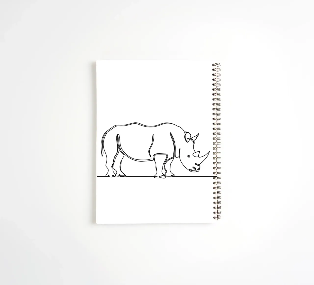 Minimalist Line Drawing of a Rhino | Modern Abstract Art spiral notebook by Viv Line Art