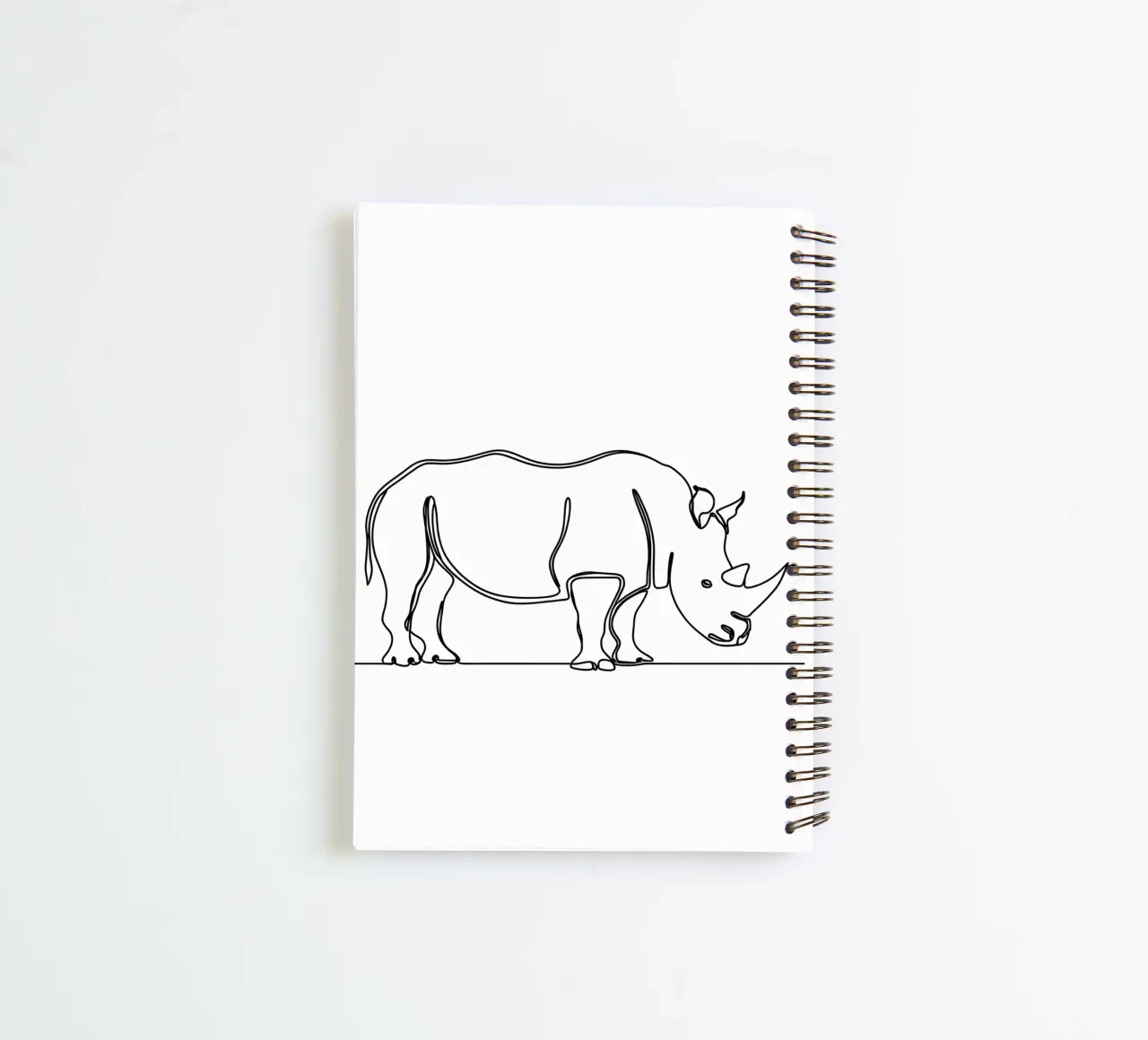 Minimalist Line Drawing of a Rhino | Modern Abstract Art spiral notebook by Viv Line Art