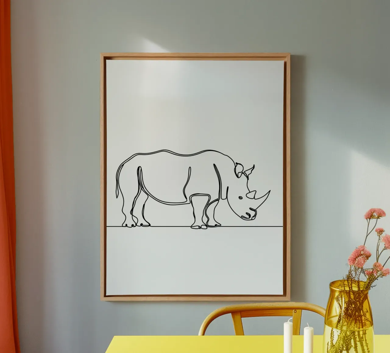 Minimalist Line Drawing of a Rhino | Modern Abstract Art canvas by Viv Line Art