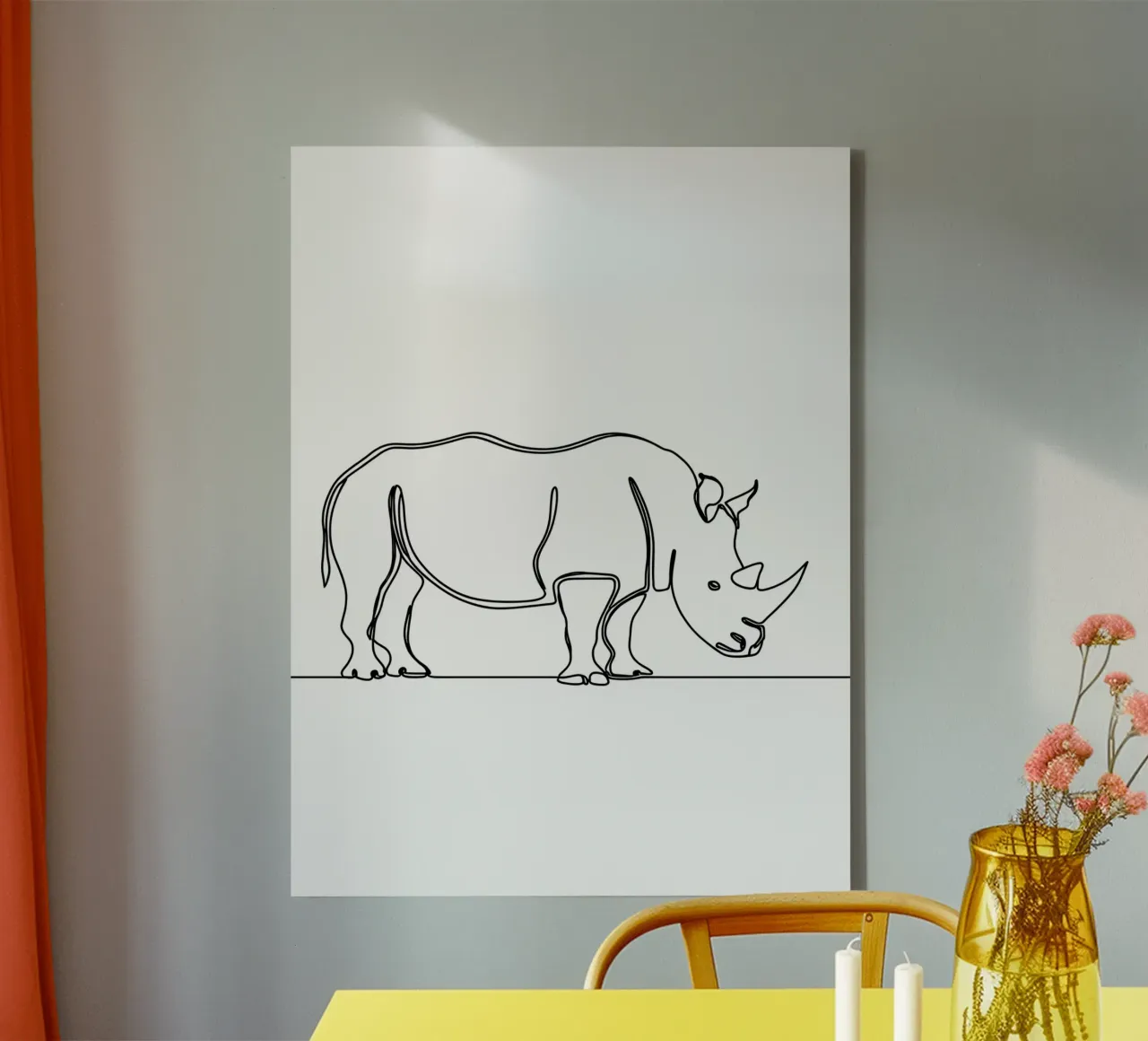 Minimalist Line Drawing of a Rhino | Modern Abstract Art canvas by Viv Line Art