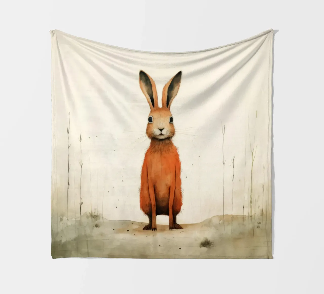 Minimal Hare Fleecedecke von Minimal Animal Art