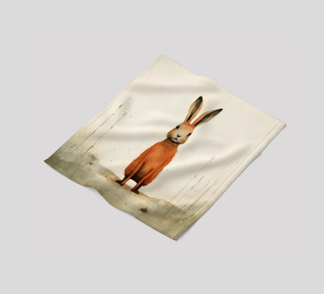 Minimal Hare Fleecedecke von Minimal Animal Art
