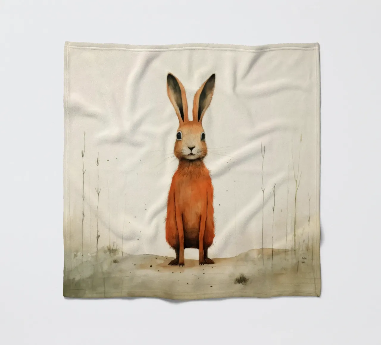 Minimal Hare Fleecedecke von Minimal Animal Art