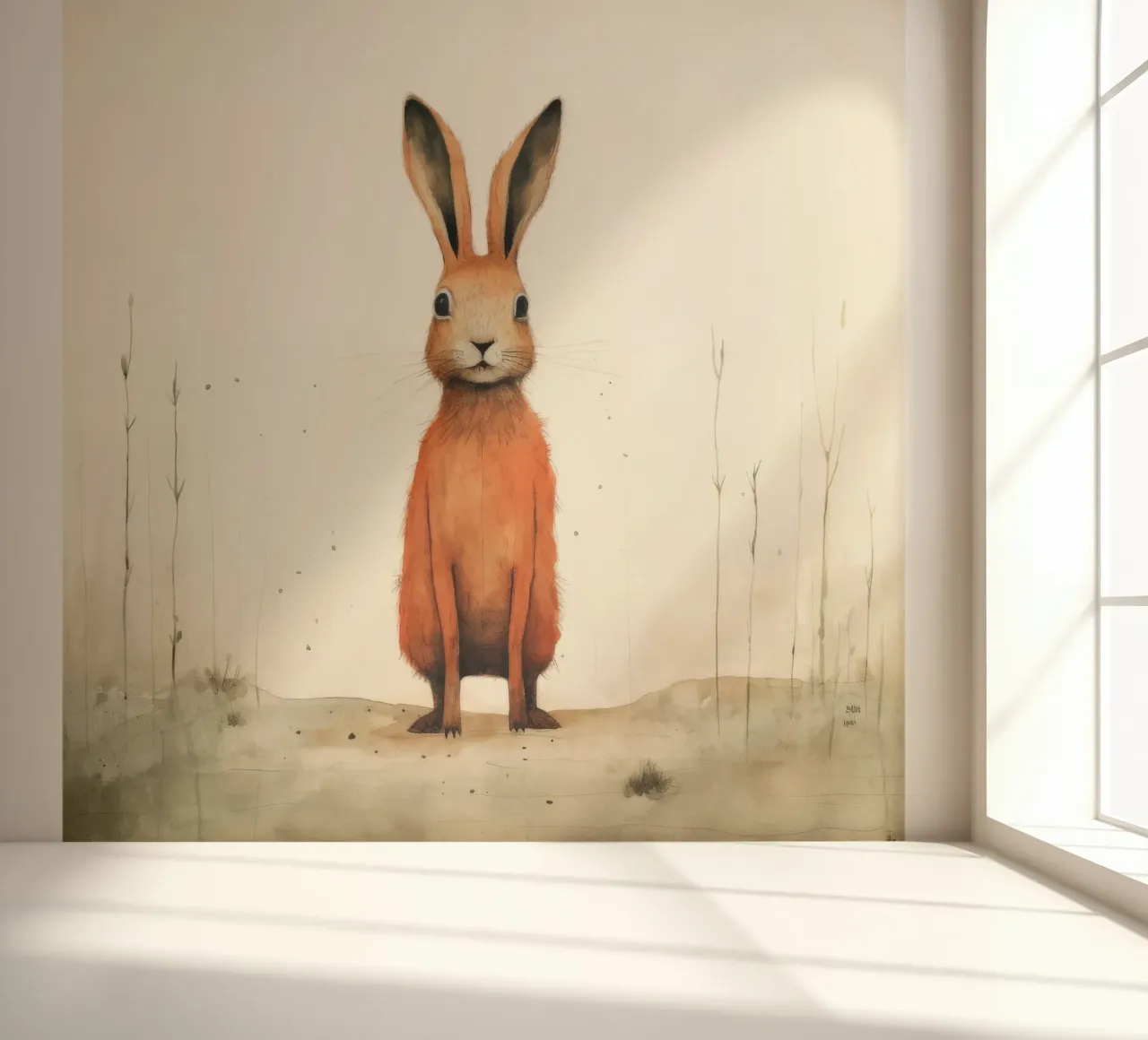 Minimum Hare fotobehang van Minimal Animal Art