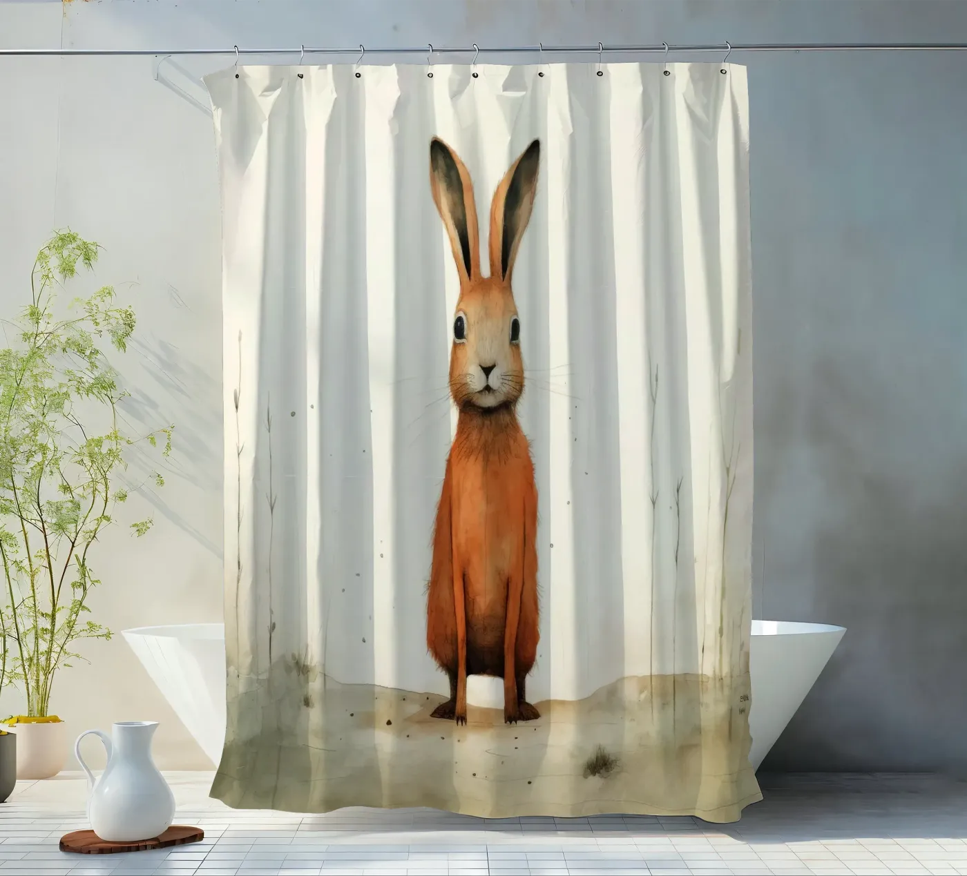 Minimo Hare tenda da doccia da Minimal Animal Art