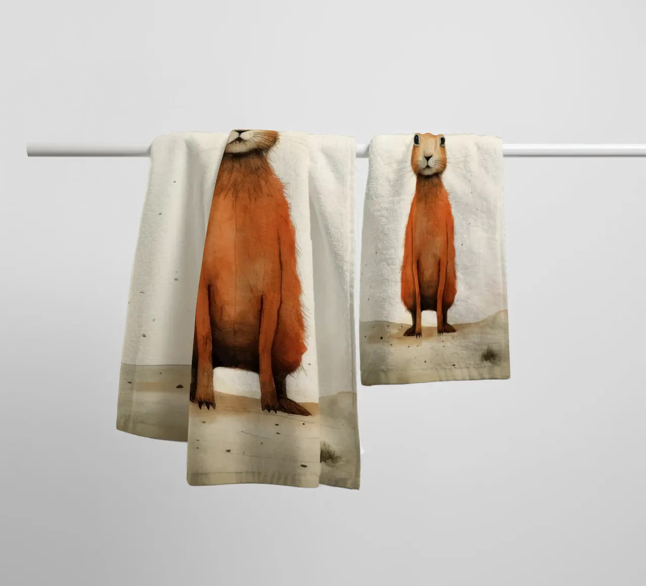 Minimum Hare towel by Minimal Animal Art