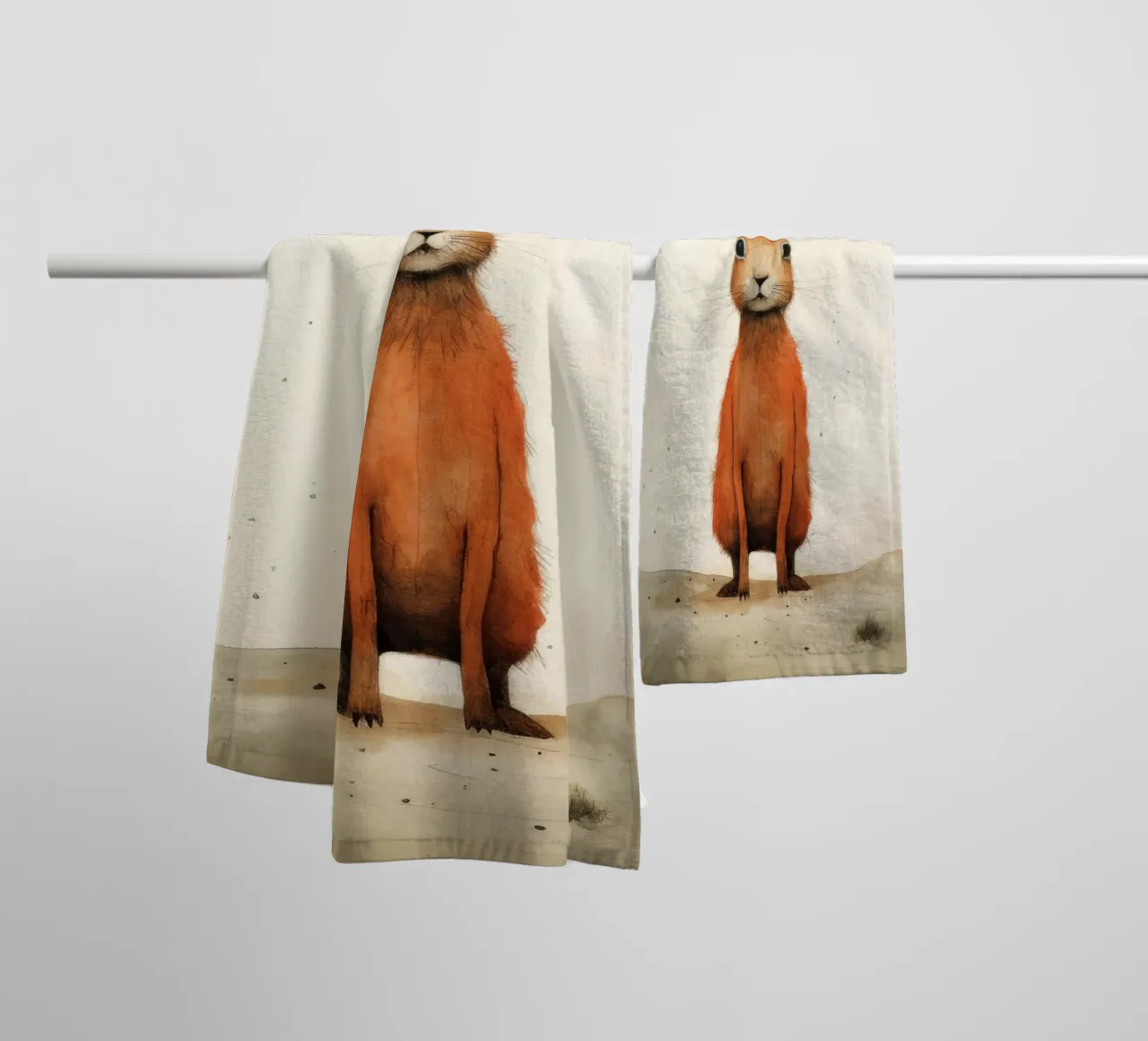 Minimal Hare 2 towel by Minimal Animal Art