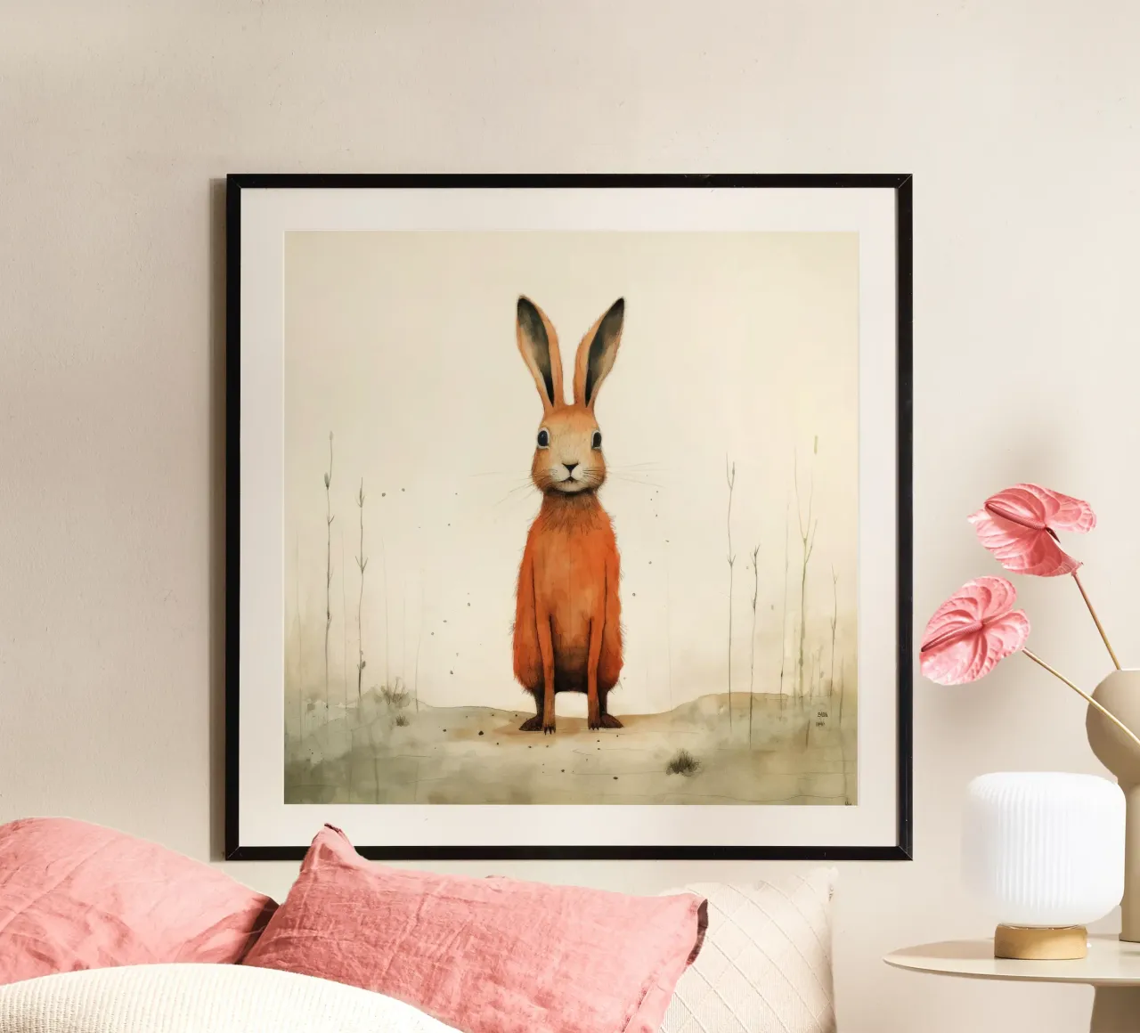 Minimum Hare poster da Minimal Animal Art